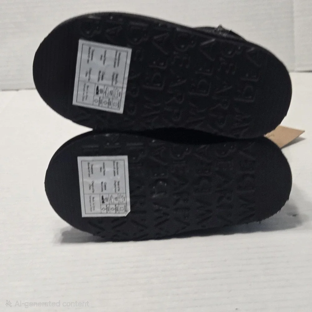 New Bearpaw Toddler Emma‎ Zipper Black Suede Mid-Calf Winter Boots Girls Size 7